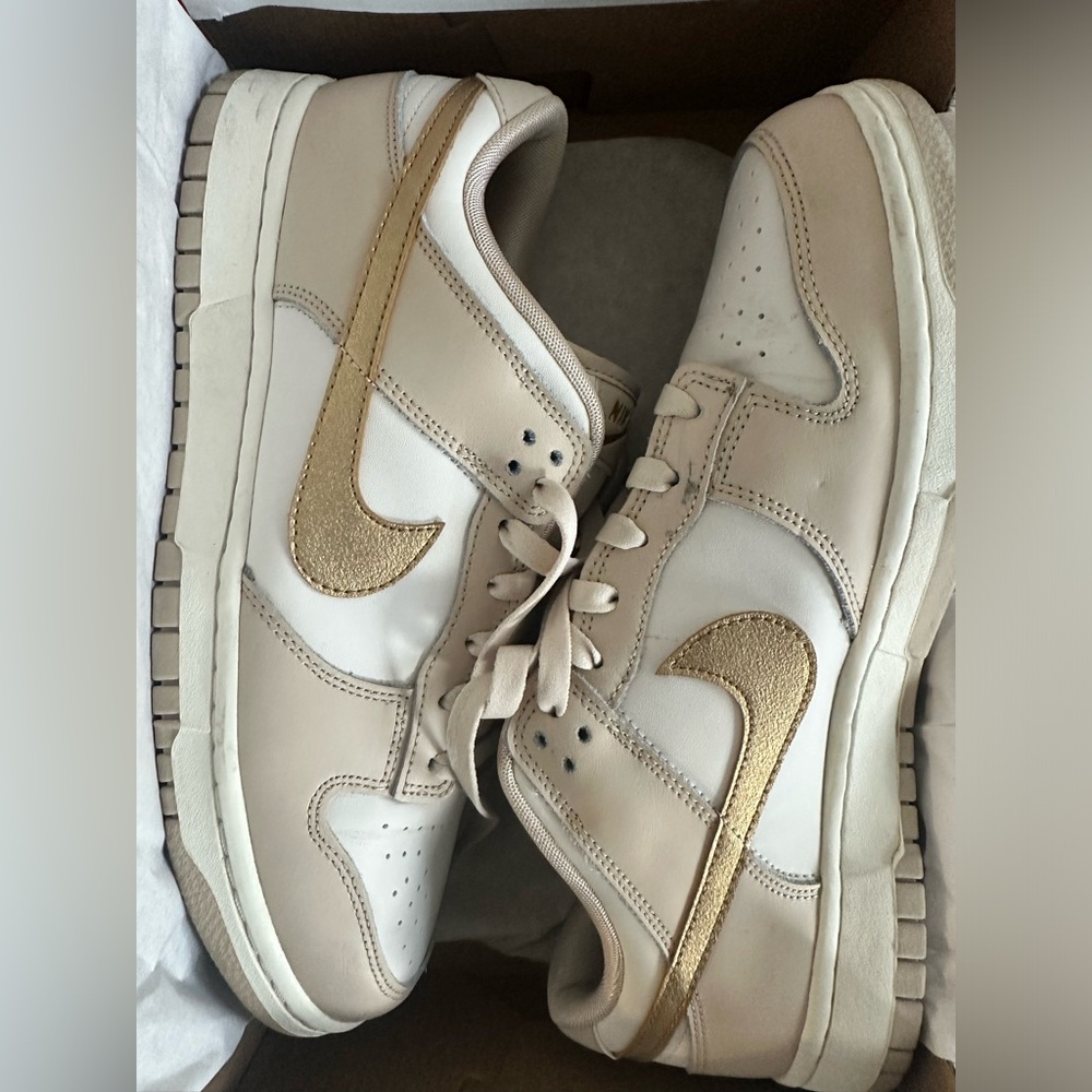 Nike Beige and Gold Dunk Low Sneakers - Picture 7 of 8